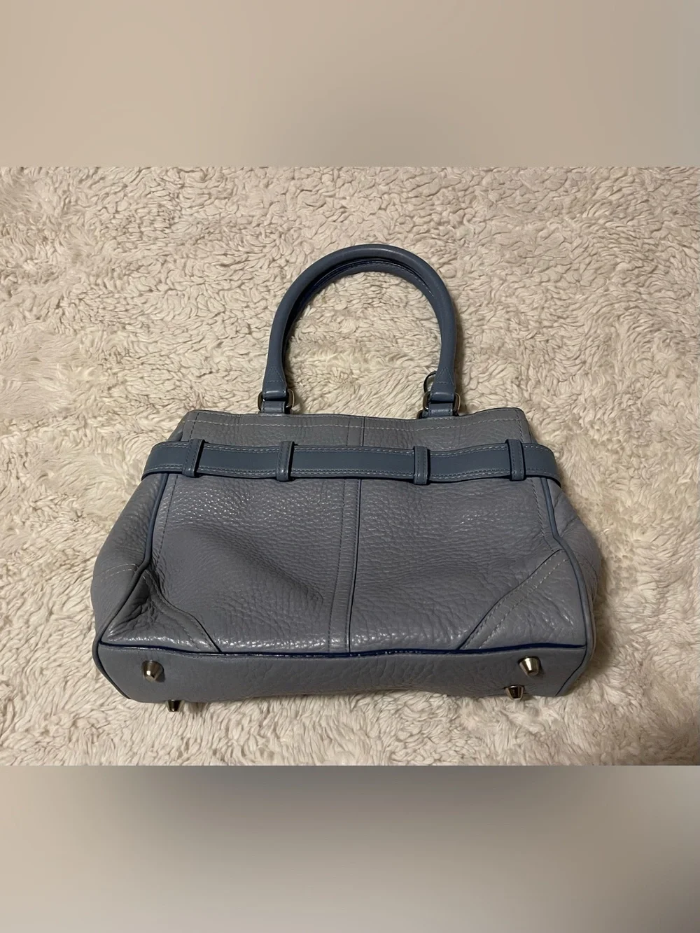 Vtg Y2K Coach Hamptons Light Blue Leather Satchel Toggle Clasp Tote Bag F10688